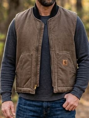 Vintage Carhartt V02 CHT Arctic Quilt Lined Sandstone Vest Brown Men's Xl